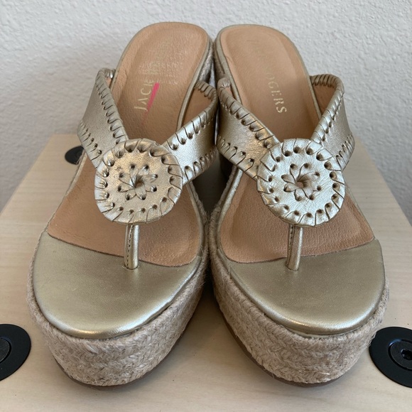 Jack Rogers Shoes - Jack Rogers Metallic Gold Espadrille Wedges